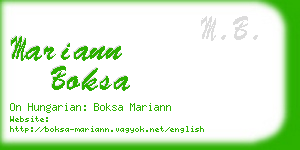 mariann boksa business card